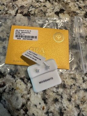Moissanite Square Stud Earrings - Clear/White NWT